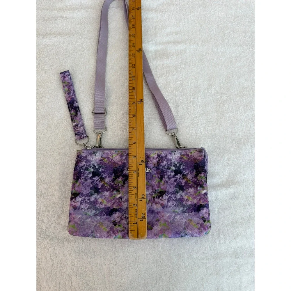 Baggallini Purple Floral Crossbody Bag Wristlet Clutch Adjustable Strap - Picture 3 of 9